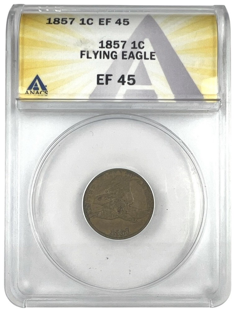 1857 Flying Eagle Cent ANACS EF45 NA141