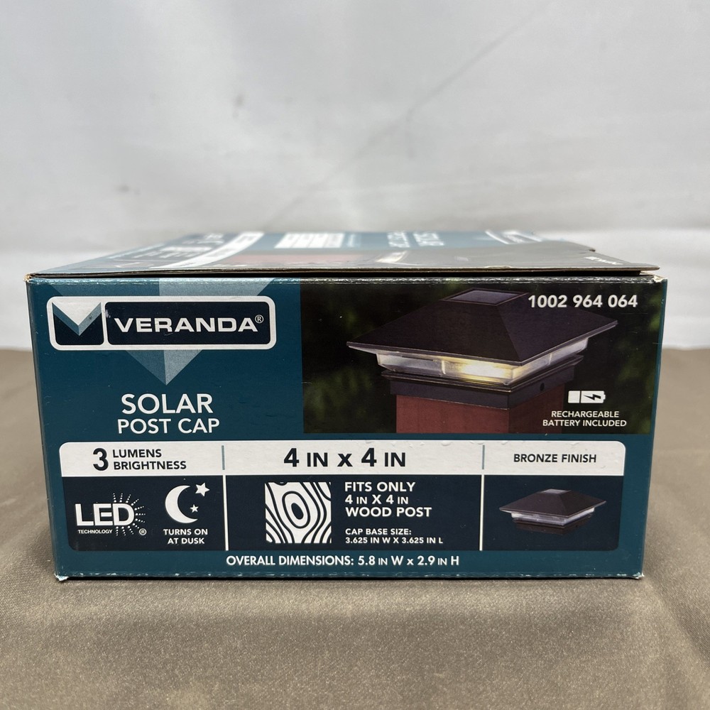 Veranda 1002 964 064 Bronze Integrated LED Durable Solar Post Cap 4X4