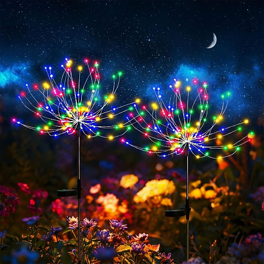 colcutee 2 Pack Solar Firework Lights Outdoor, Adjustable 2 Pack, Multicolor
