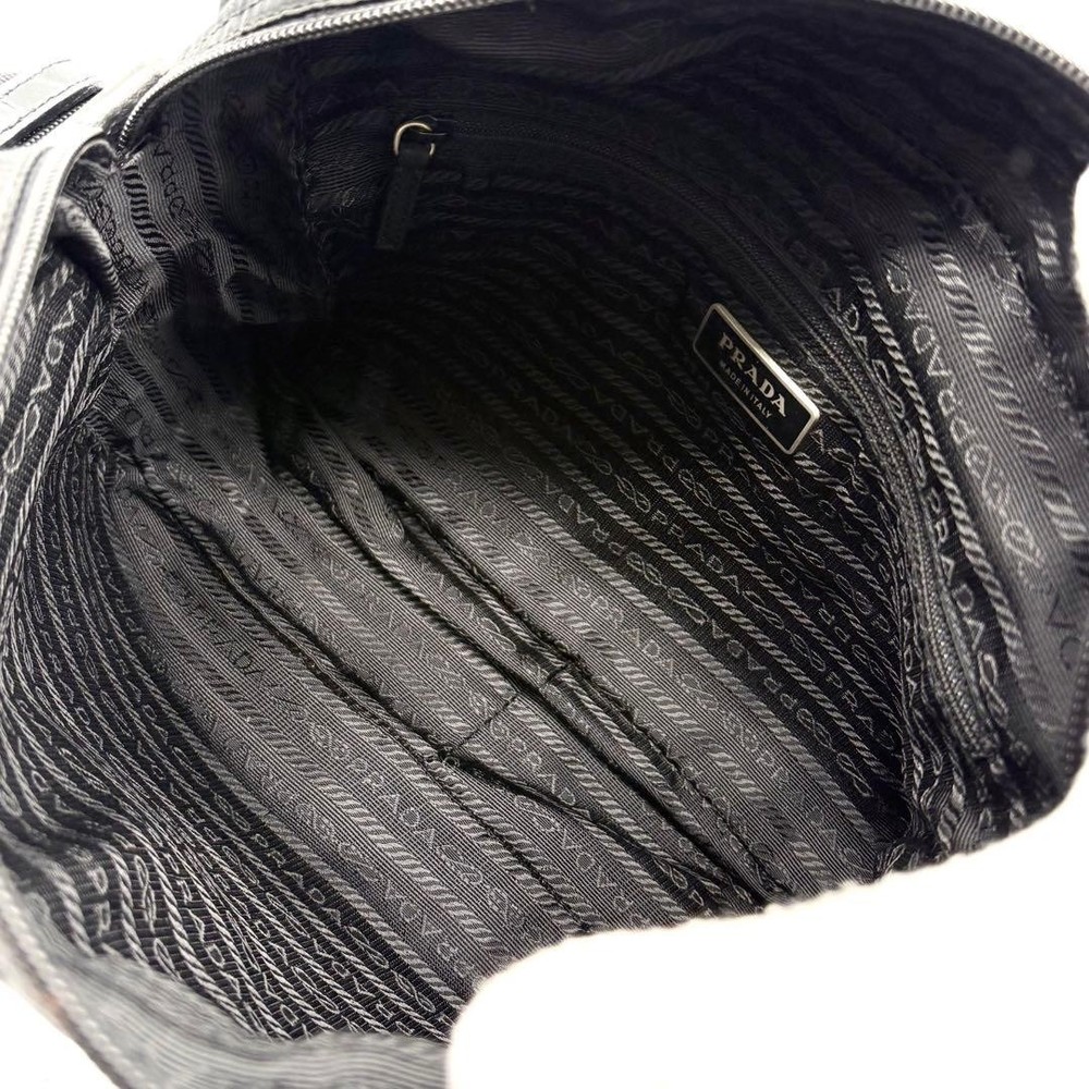 PRADA Shoulder Bag Nylon Leather Triangular Logo White Tag Guarantee