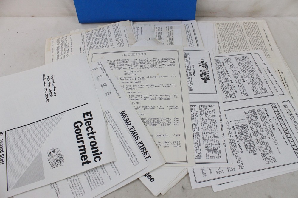 Vintage Computer Asgard Software Original Program Layouts Recipe Writer Gourmet