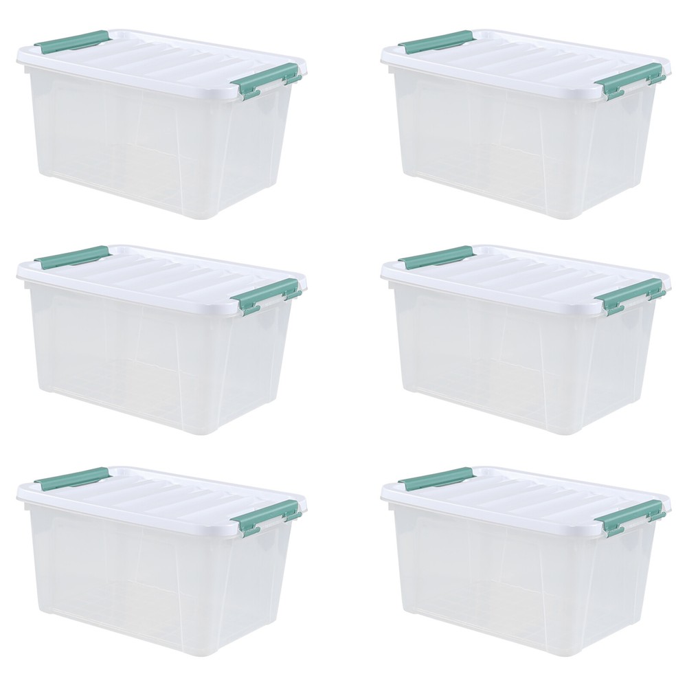 Idotry 4/6Pcaks Stackable Latching Box Plastic Storage Containers Tote, 20 Quart