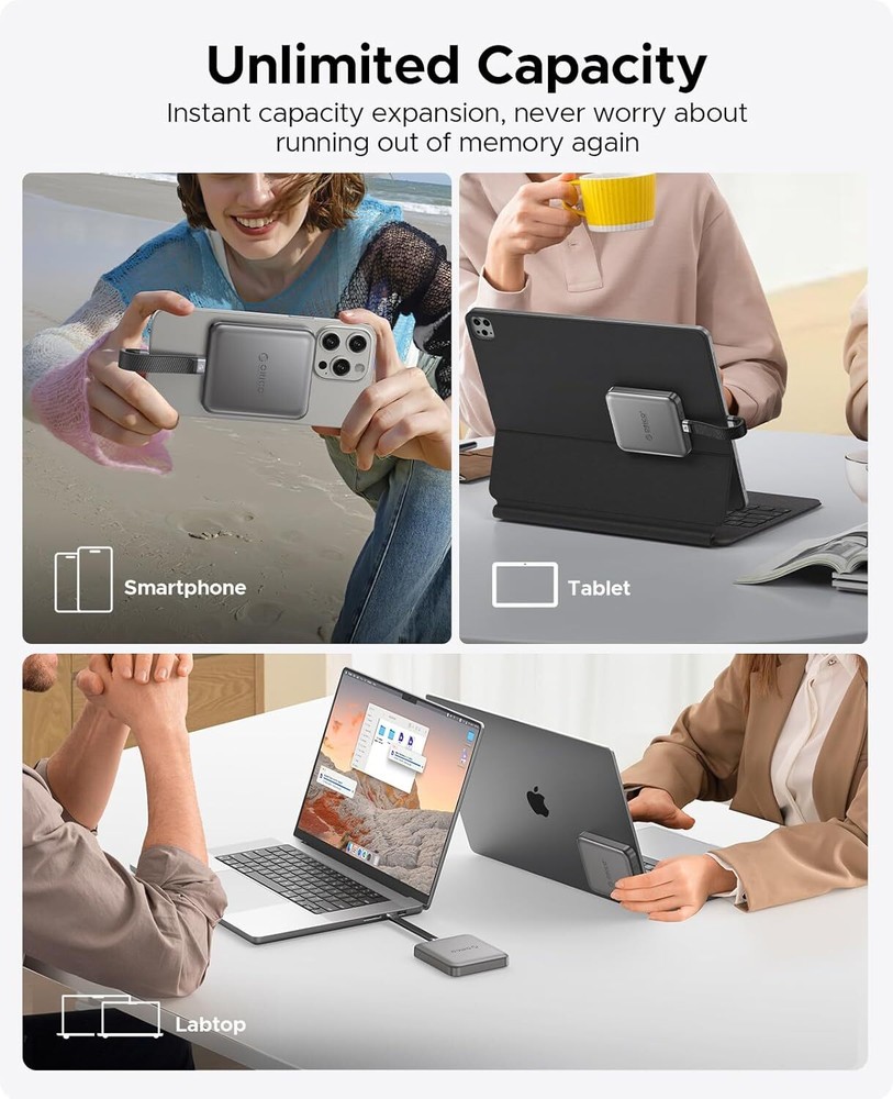 ORICO 2TB Magnetic External SSD 2000MB/s Portable Solid State Drive 4K