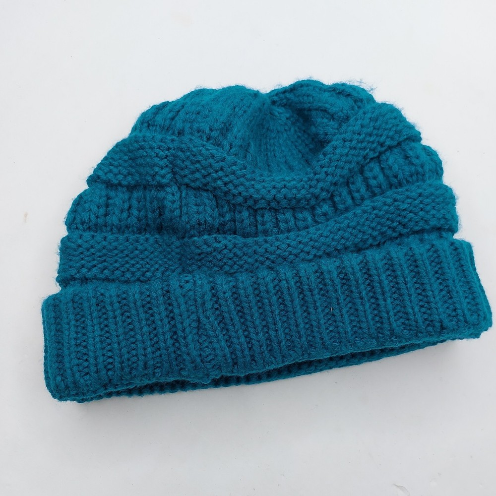 CC Teal Knit Beanie Hat Cap