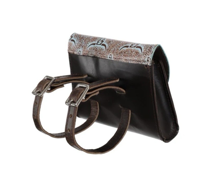 Weathered Steer Leather Pommel Saddle Pouch / Bag