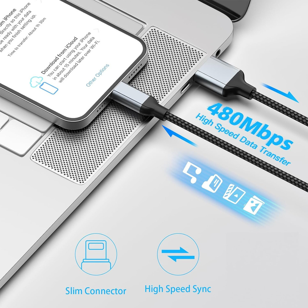 2 FT iPhone Charging Cable, 2 Pack [MFi Certified] USB to Lightning Cable 2ft fo