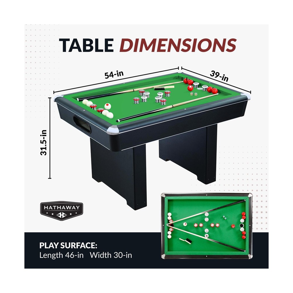54-in Bumper Pool Table with Reversible Dining Table Top & Ball Return System