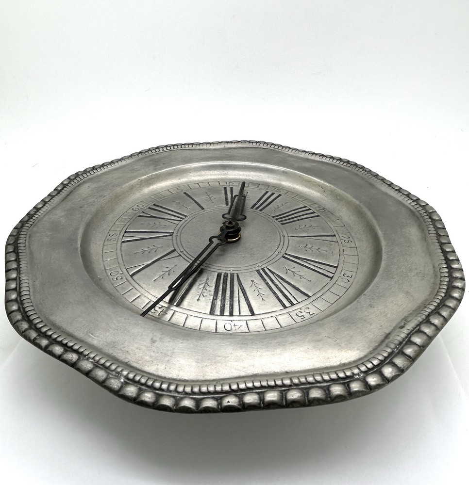 Pewter SR Roman Numeral 9” Clock 90%-Needs Work