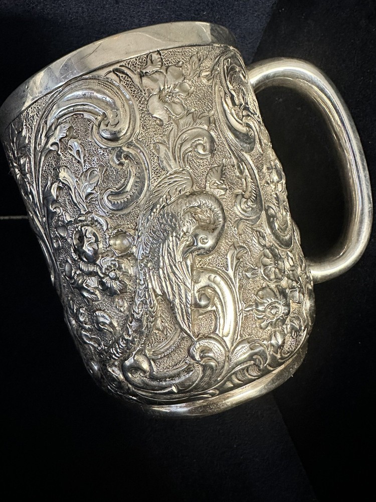 Victorian silver christening mug