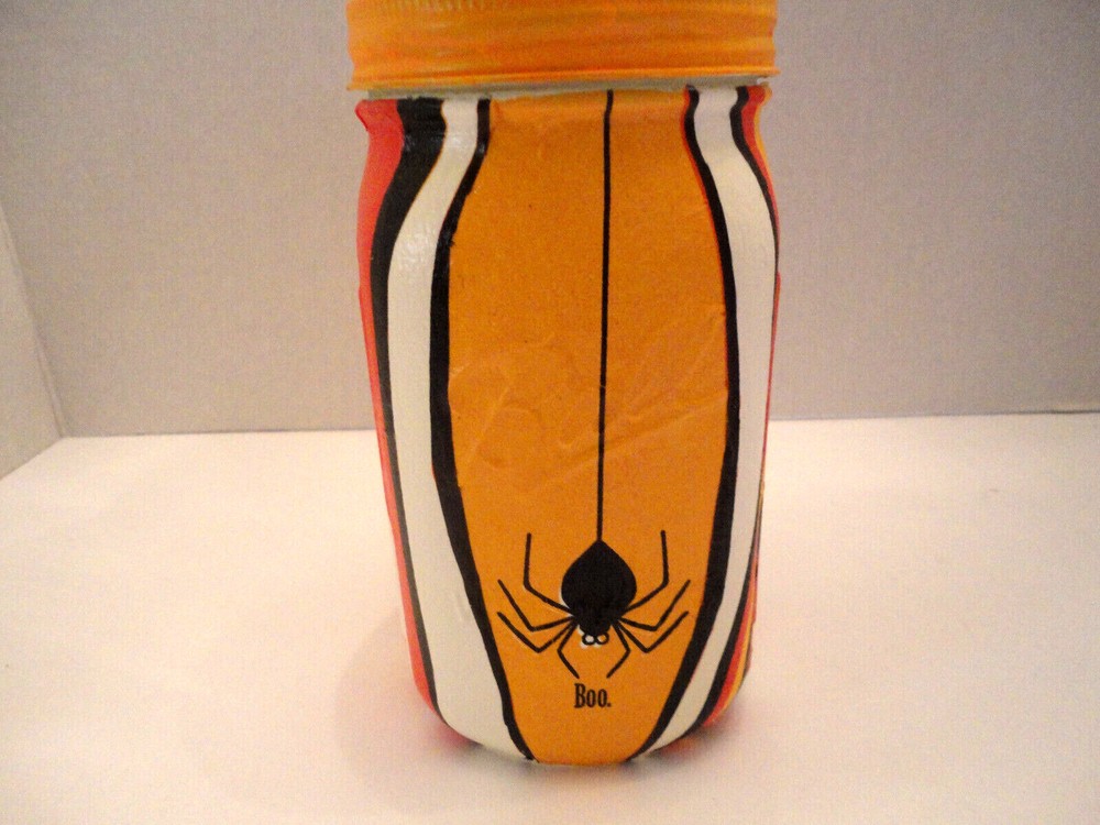 Halloween Jar, Decoupage, Spider (Hand Made)