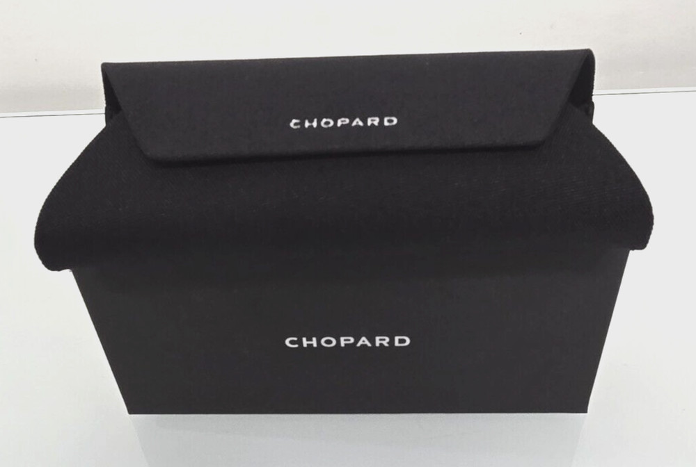 NEW!! Authentic Black Chopard Soft Fabric Glasses Case, Cloth and Card