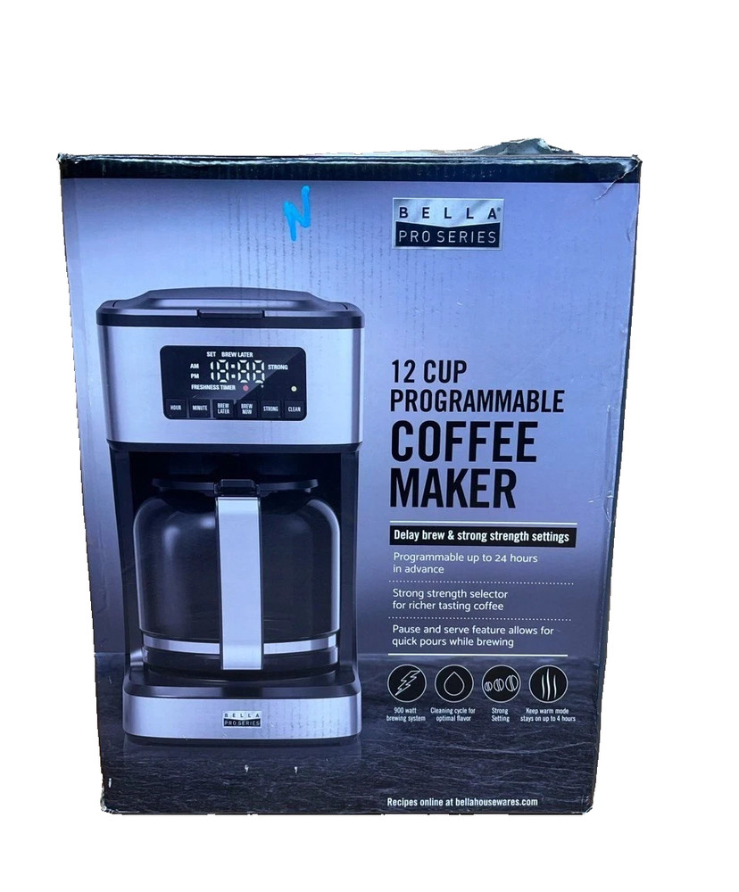 bella PRO - 12-Cup Programmable Coffee Maker - Stainless Steel.