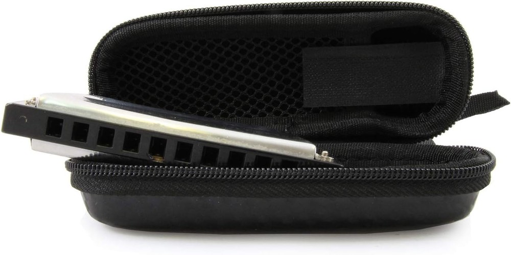 Sturdy Carbon Fiber Harmonica Case - Fits 4.5" Instruments, Zipper Closure