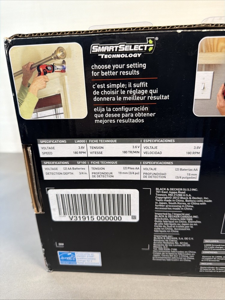 E1 BLACK+DECKER Lithium Ion Cordless Screwdriver & Stud Sensor Set Ms4