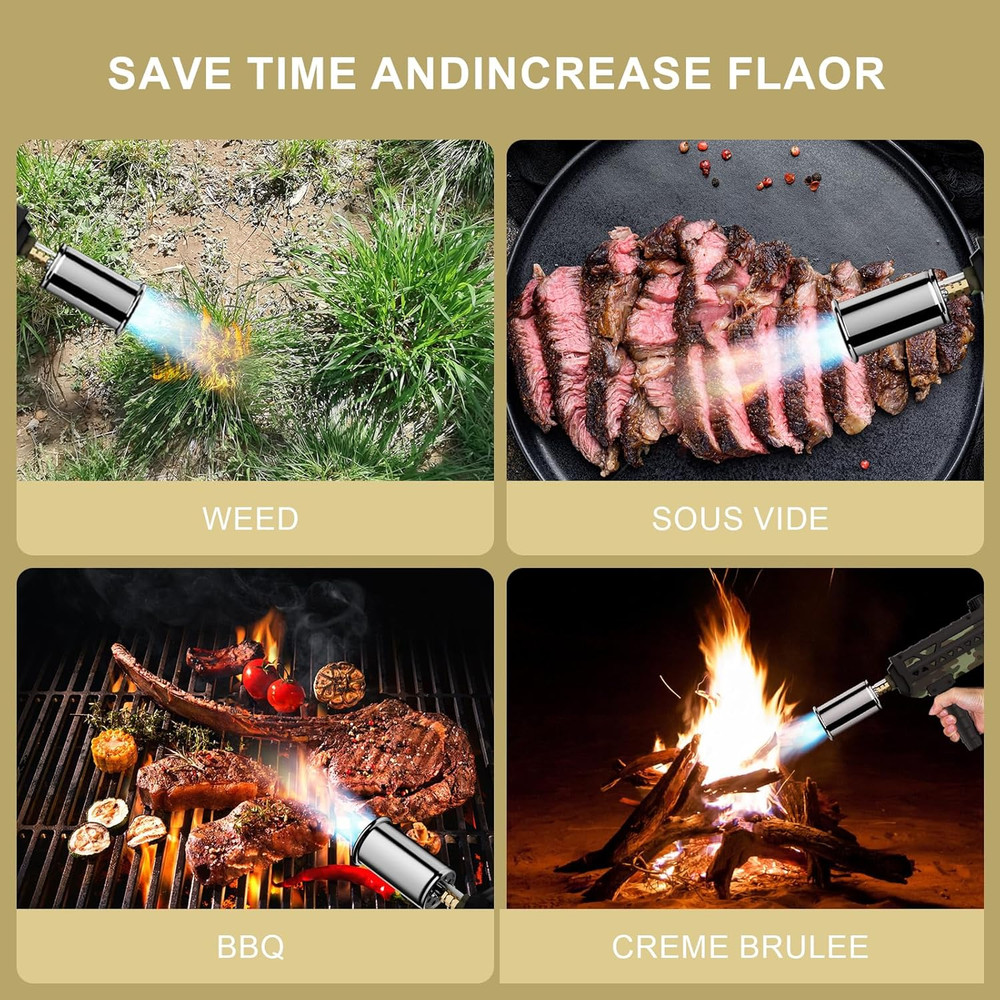 Powerful Cooking Propane Torch Gun, Culinary Torch Campfire Starter, Adjustable