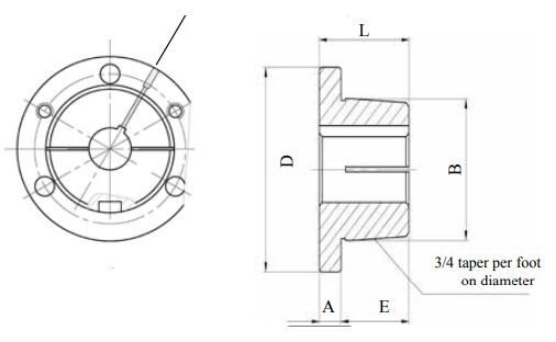 P1-1-3/4" Double Split Taper Lock Bushing