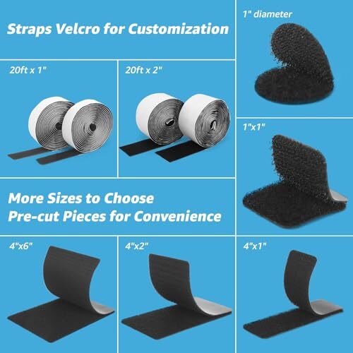 48Pcs 2x4 Inch Hook and Loop Strips w/ Adhesive for Cable Organizing Undertaking