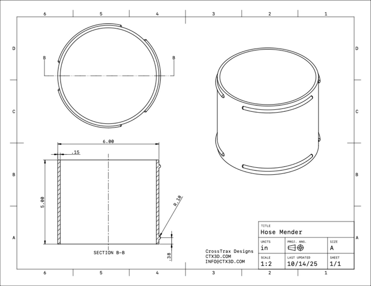 6in Mender - Leaf Vacuum Hose Adapter