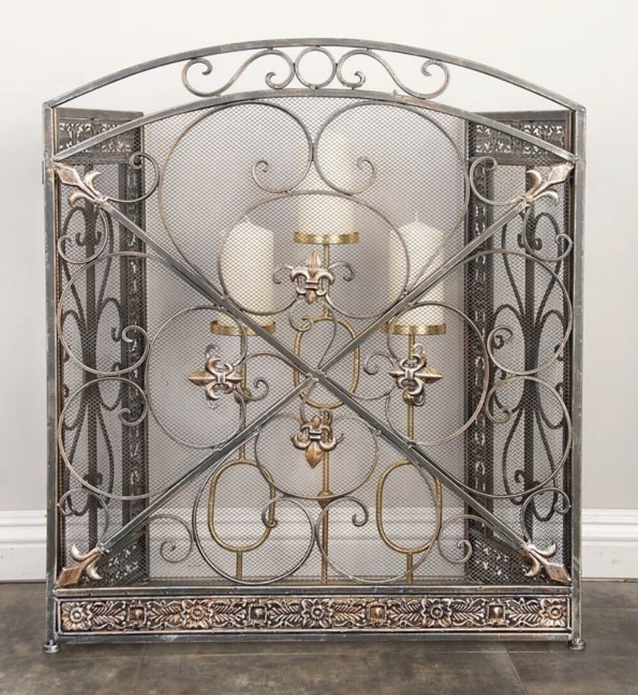 3 Panel Fireplace Screen Iron