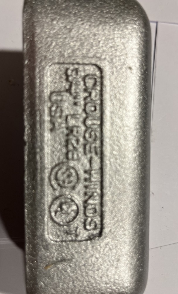 Crouse-Hinds 3/4” LR LR28 Conduit Fitting