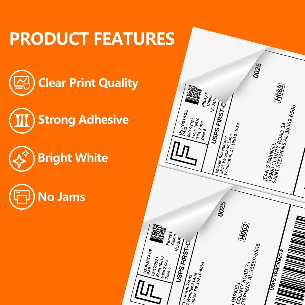SJPACK 1000 Half Sheet Self Adhesive Shipping Labels, 1000 Multicolor