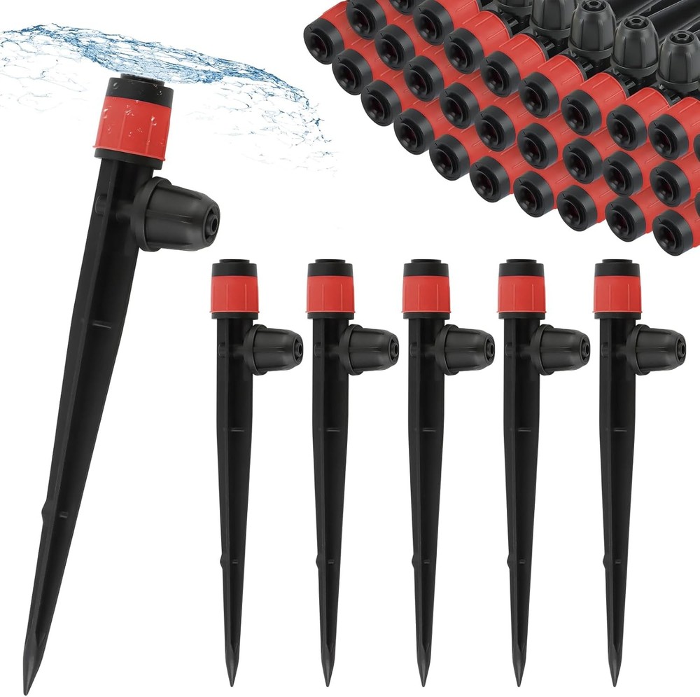 Adjustable Drip Emitters 50pk Red 1/4"