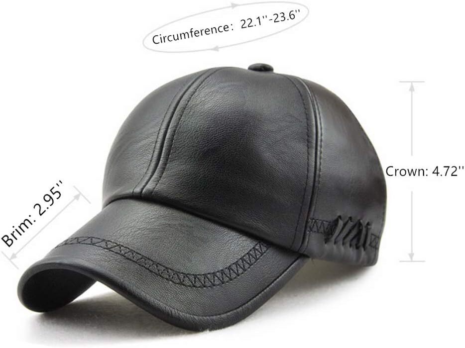 Unisex Leather Baseball Cap, Men Adjustable Structured PU Classic Baseball...