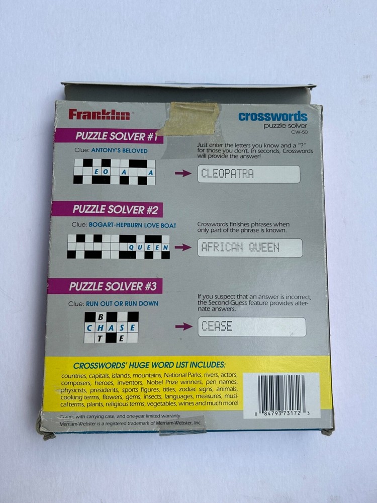 Franklin Electronics Crossword Puzzle Solver CW-50 Tested Working