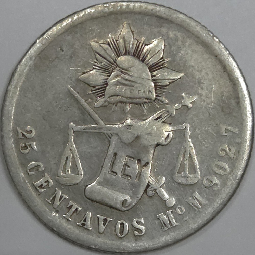 1887 Mexico Silver 25 Centavos - Cleaned (Lot#1)