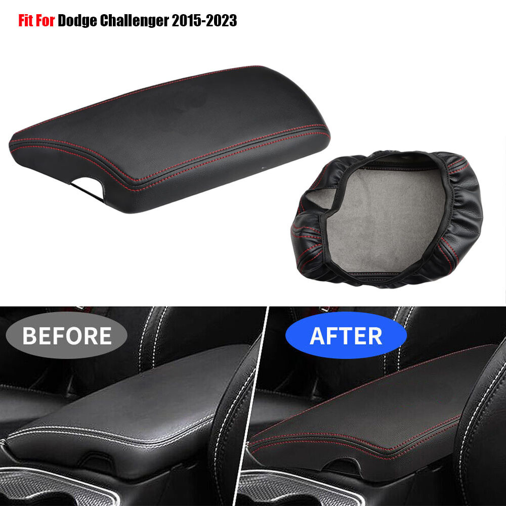 Center Console Armrest Cover PU Leather For 2015-2023 Dodge Challenger Protector
