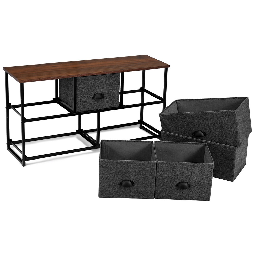 Multi Drawers TV Stand Storage Unit Side Table Display Organizer Dorm Room Black