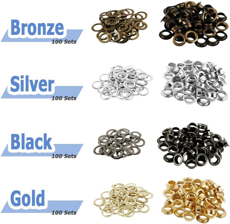 Mesee 400 Sets Eyelets and Grommets, 5mm Inside Diameter 4 Multicolour