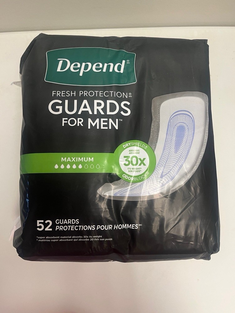 Depend Guards Incontinence Pads for Men, Max. Absorbency, 52 Ct