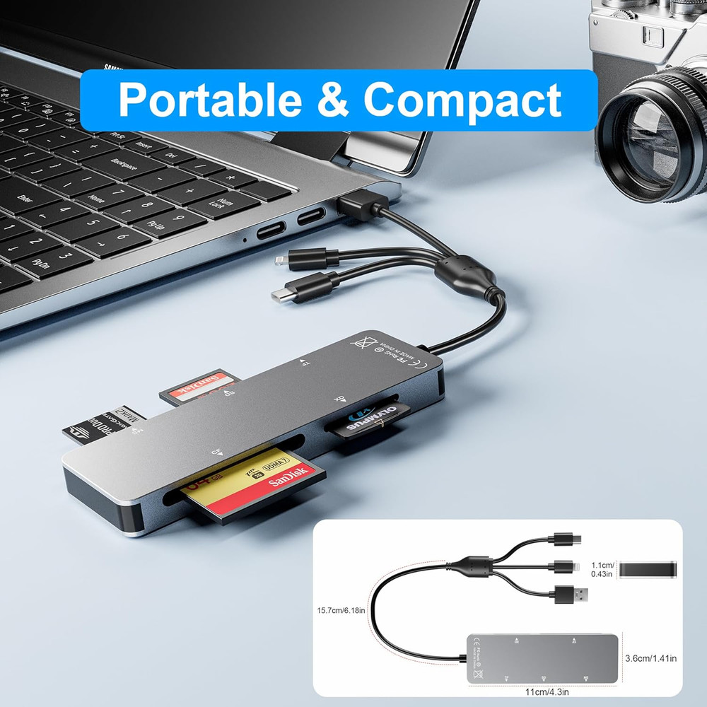 Memory Stick Pro Duo Adapter 5-In-1 Multi Memory Card Reader Supports SD/TF/CF/M