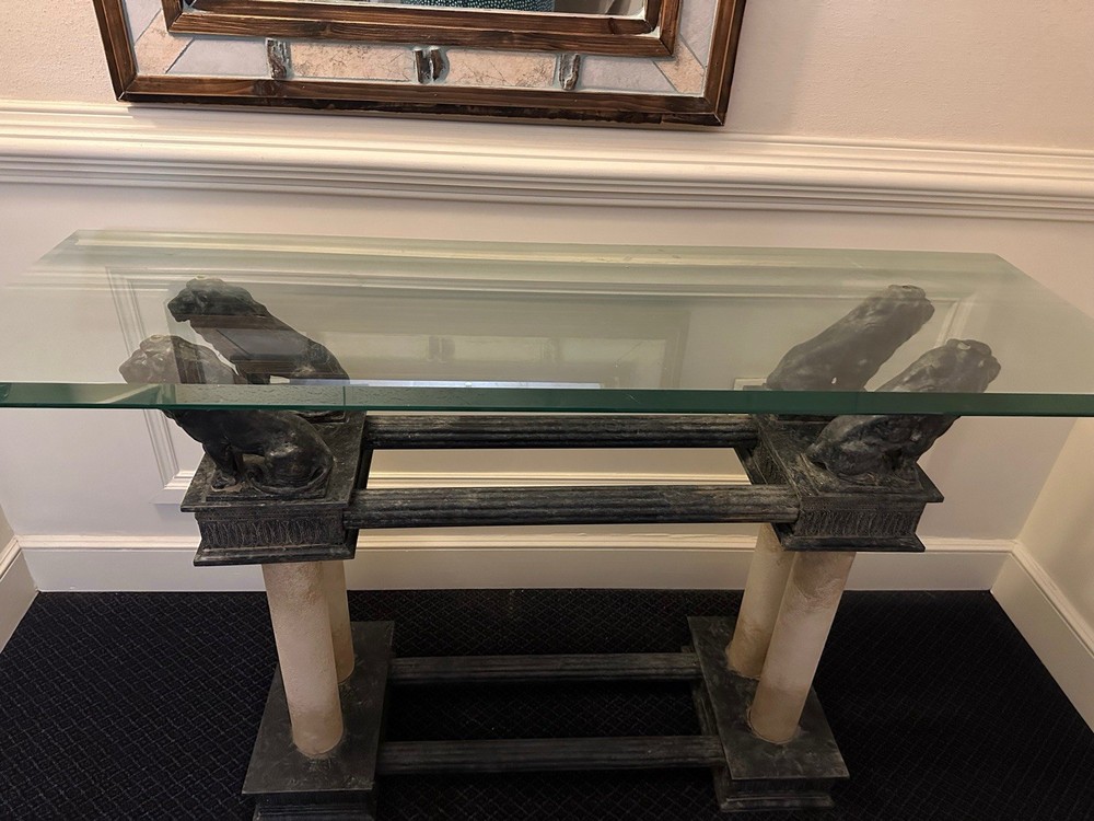 Mid 20th Century Black Lion Console Table