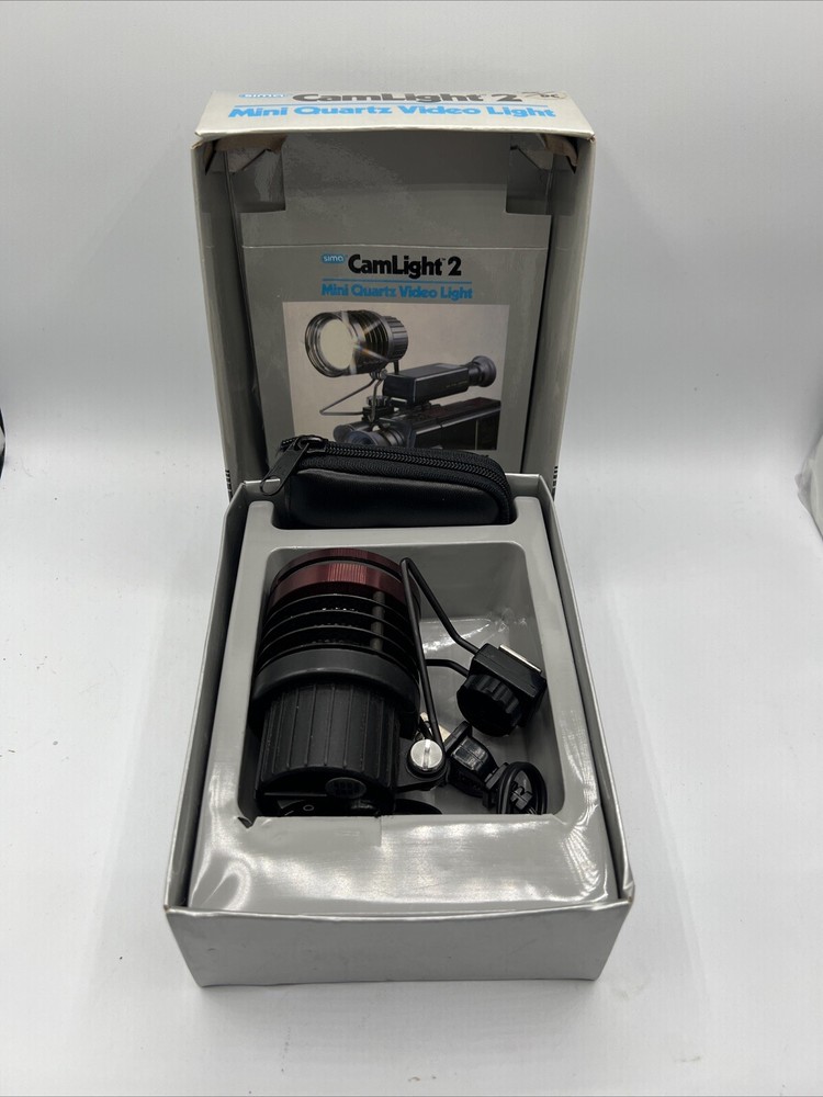 Vintage Sima CamLight 2 Mini Quartz Video Camera SLAD-2 AC/DC Light Bundle