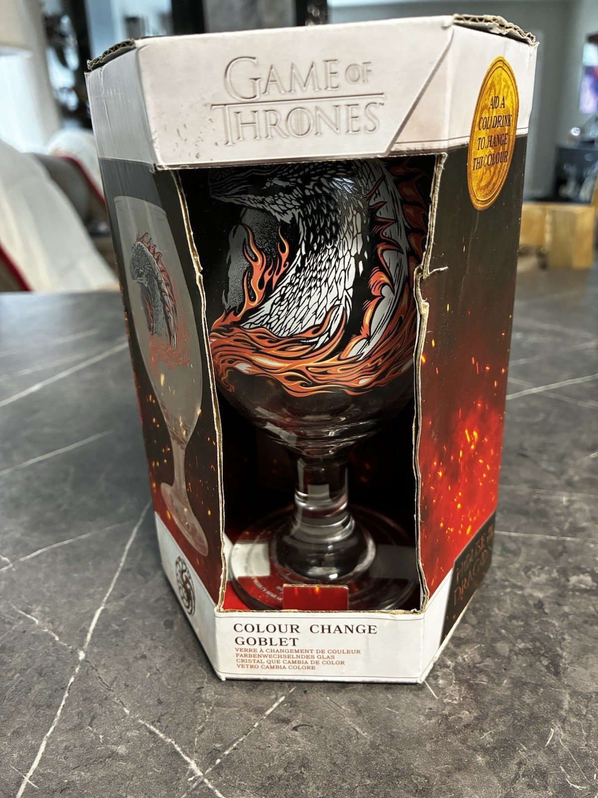 NIB Game of Thrones House of The Dragon Color Change Goblet Glass