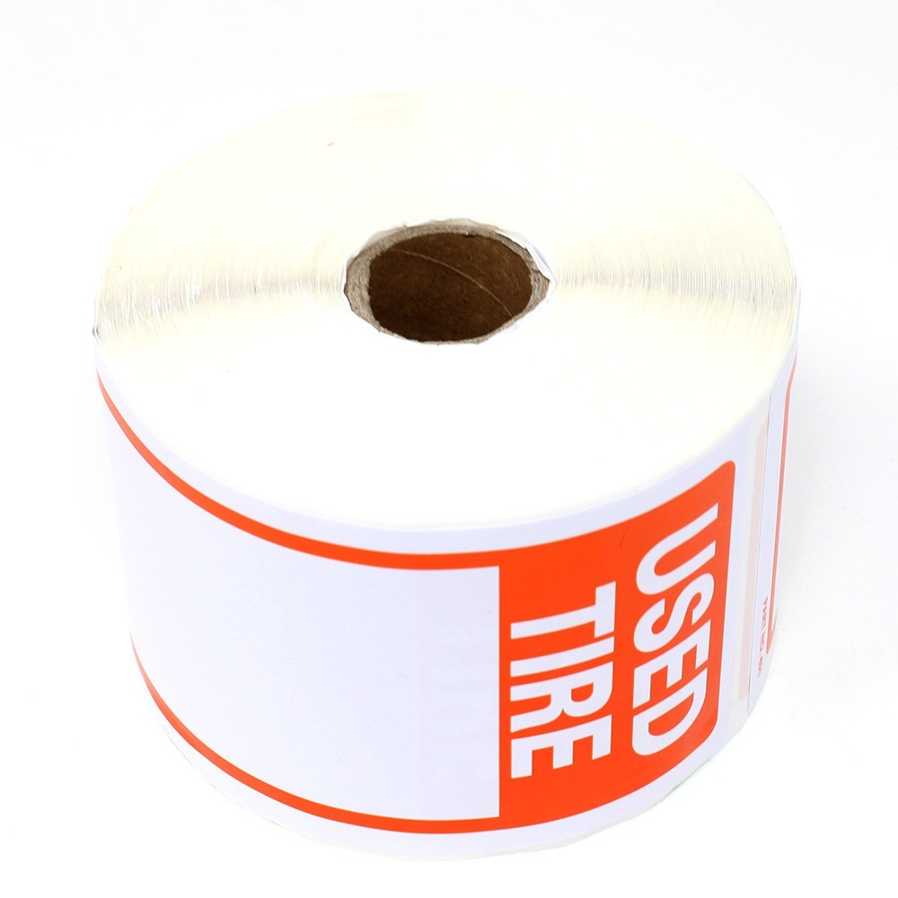 Tire Label - USED TIRE 1 ROLL OF 300 STICKERS 6" X 2.5" (150mm x 63.5mm)