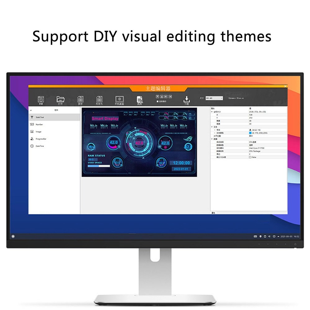 5inch USB Screen USB C Secondary Screen PC CPU Data Monitors Computer Tempera...