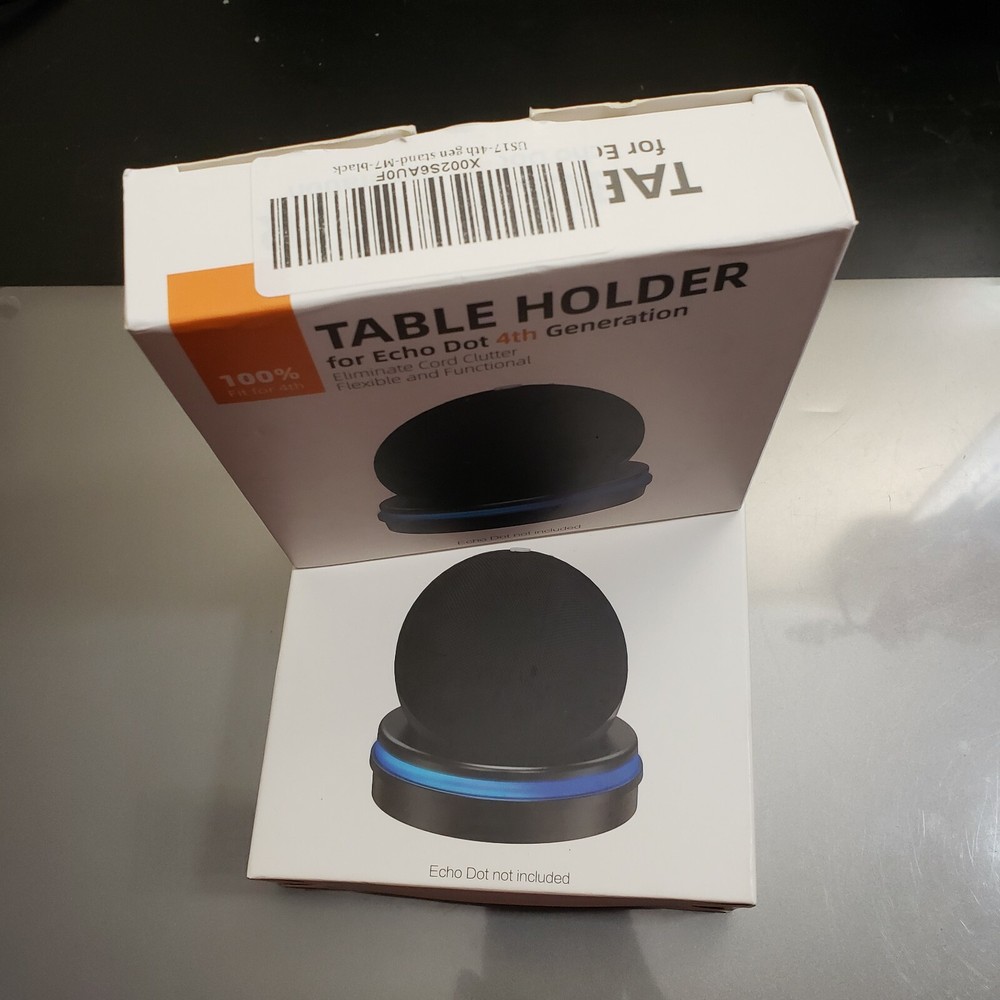 Echo Dot 4th Generation Black Table Holder, Clever Desktop Stand Mount New