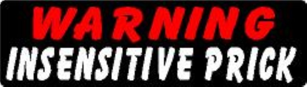 WARNING INSENSITIVE PRICK HELMET STICKER