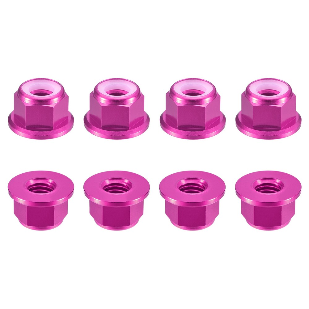 Nylon Insert Hex Lock Nuts, 8pcs - M8x1.25mm Self-Locking Nut(Pink)