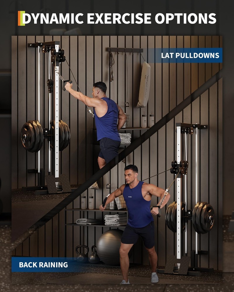 Wall Mount Cable Station LAT Pulldown Machine w/19 Positions Dual Pulley