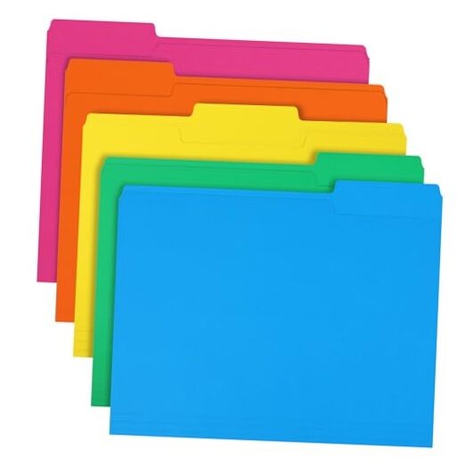 File Folder,  150 Pack 1/3 Cut Tab Colored File Assorted 5 Light Colors