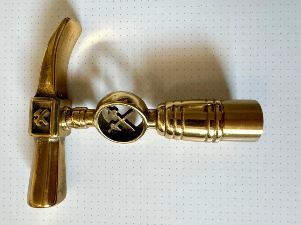 Vintage Firemans Solid Brass Claw Hammer Head Cane Handle- Engraved- Unique 50s