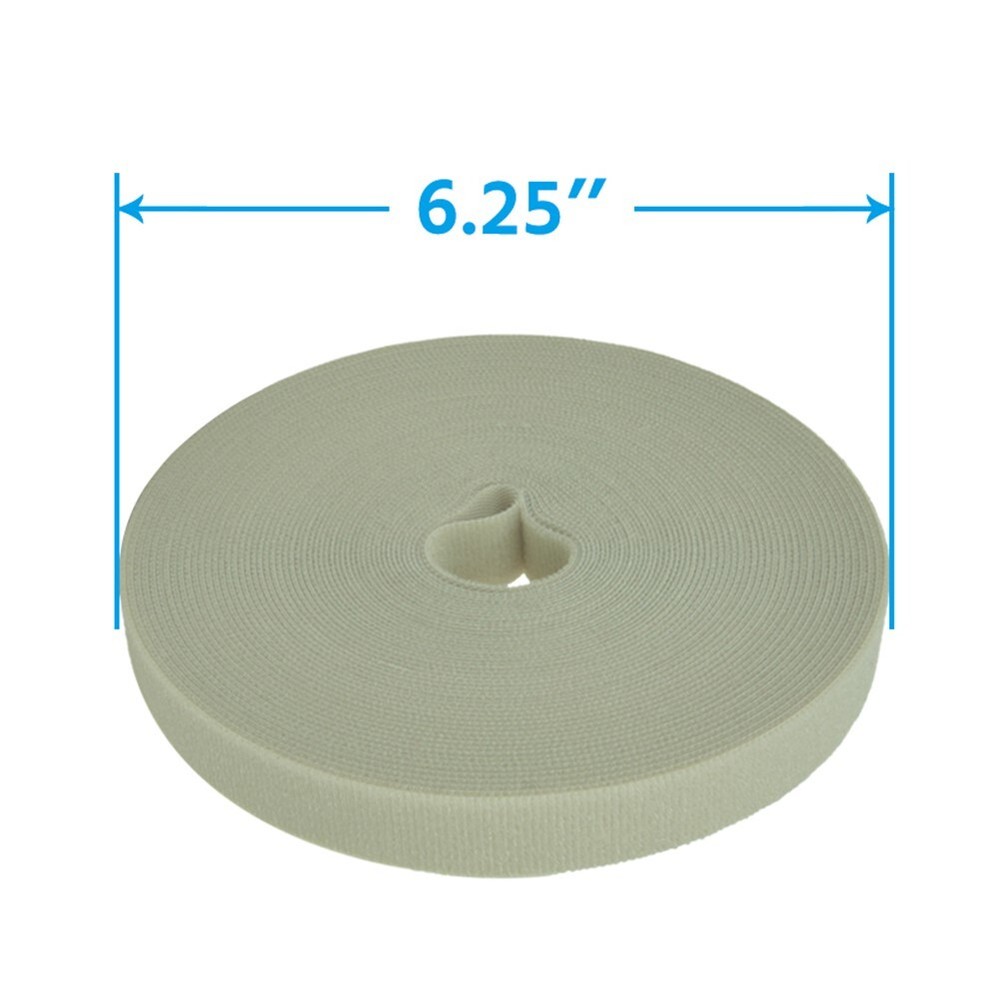 50FT Roll Reusable Hook Loop Self Attaching Cable Tie Fastening Tape Gray