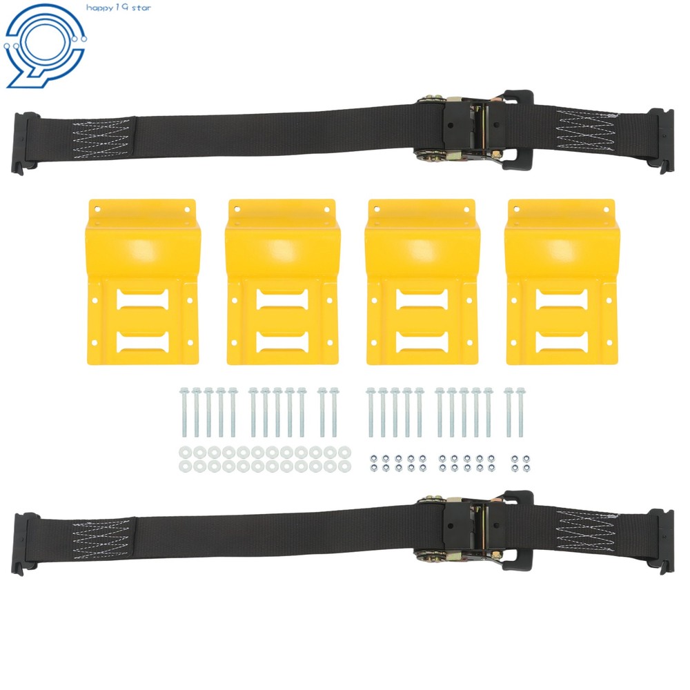 Wheel Chock Tire Strap Tie Down Kit 4PCS E-Track 2PCS 6' Tie Down Strap