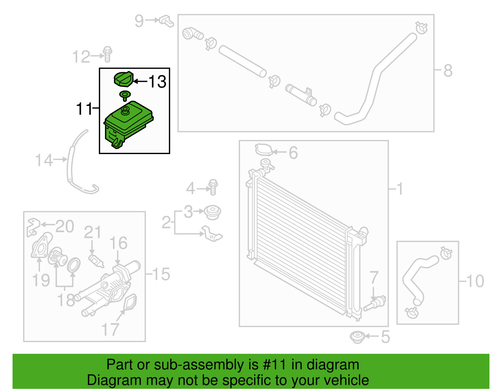 Genuine Coolant Expansion Reservoir for 2015-2019 Hyundai Sonata 25430-C1100