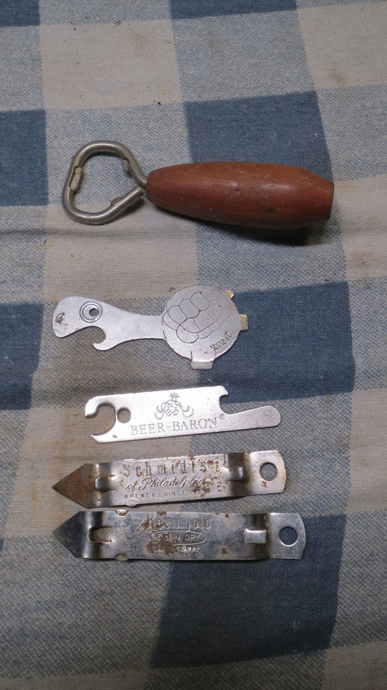 5 Vintage Bottle Openers, Schmidt's, Reingold, Beer Baron