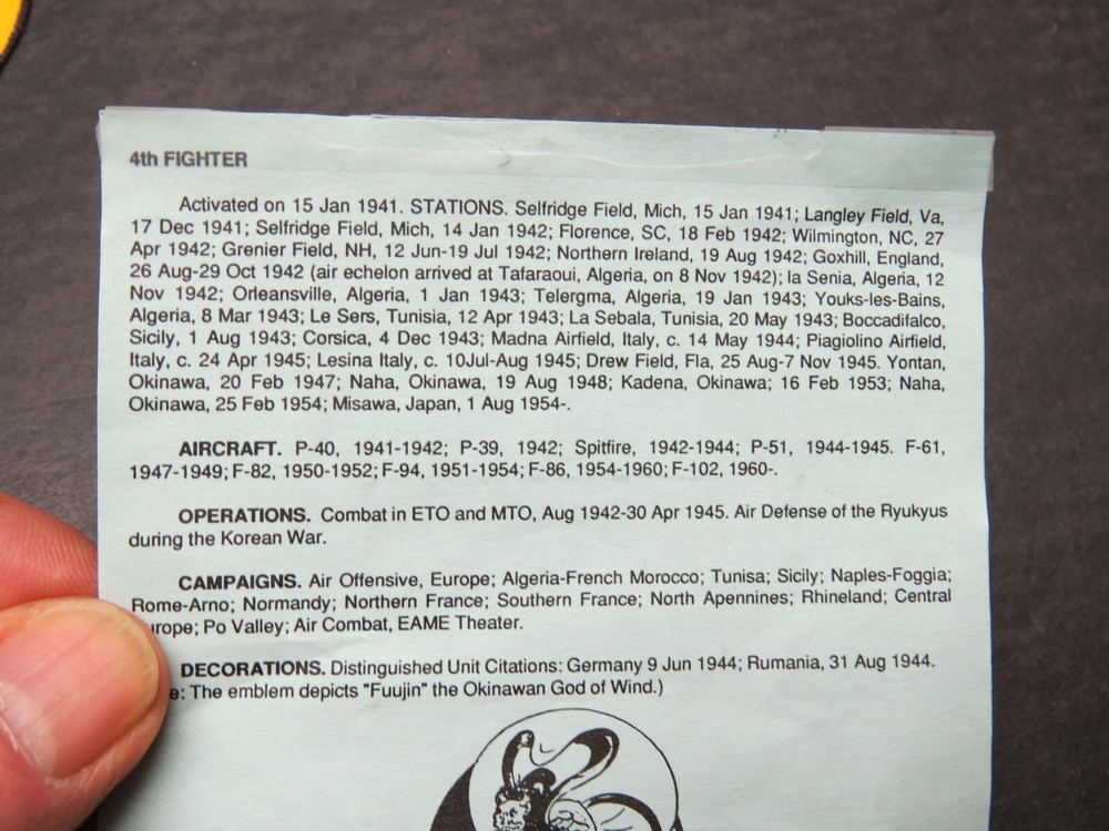 WW2 AAF 4th Fighter Squadron Replica Leather Jacket Patch